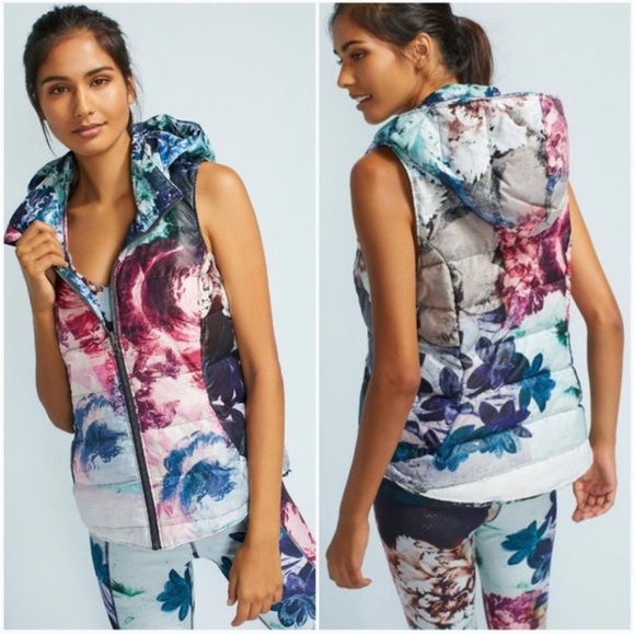 Pure + Good Anthropologie Reversible Floral Down Puffer Vest - Medium - Picture 1 of 11